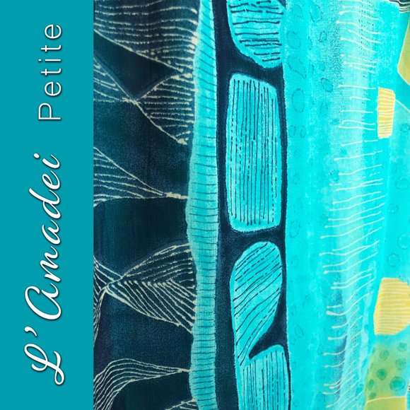 L' Amandei Petite Aqua,  abstract lined wrapped Made in Italy  / skirt - Picture 4 of 5